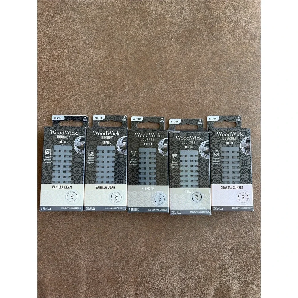 5 WoodWick‎ Teak, Vanilla,Sunset Refills 2 Pack, Car Air Freshener Lot 10 Total